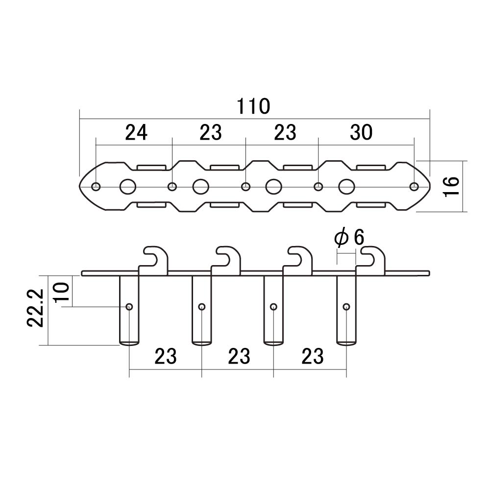 SCUD MS-120S ローマ型マンドリン用ペグ ストレート軸 サイズ説明画像