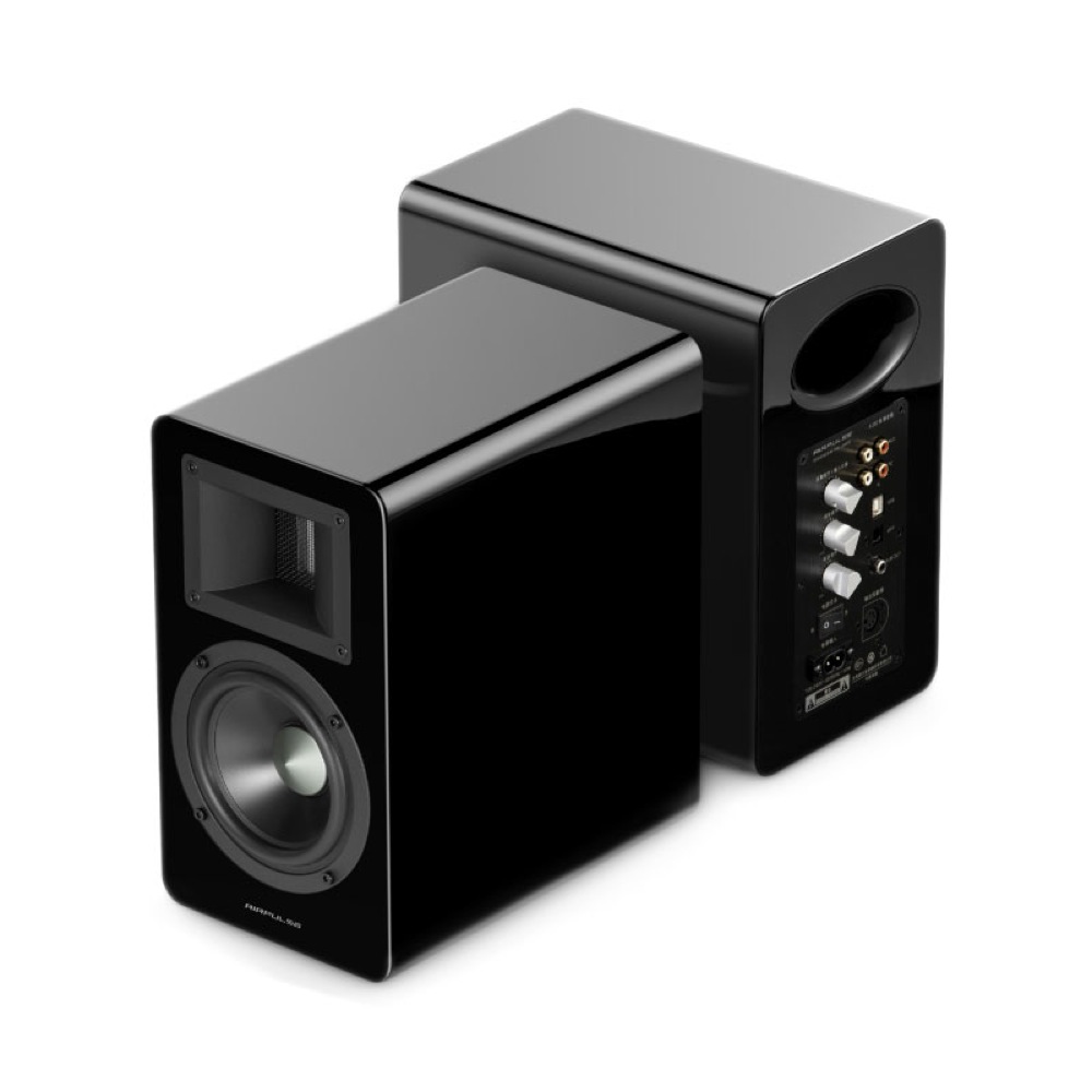 AIRPULSE A100 BT5.0 BKHG ハイレゾ対応アクティブスピーカー 1ペア(2本1組) 全体像