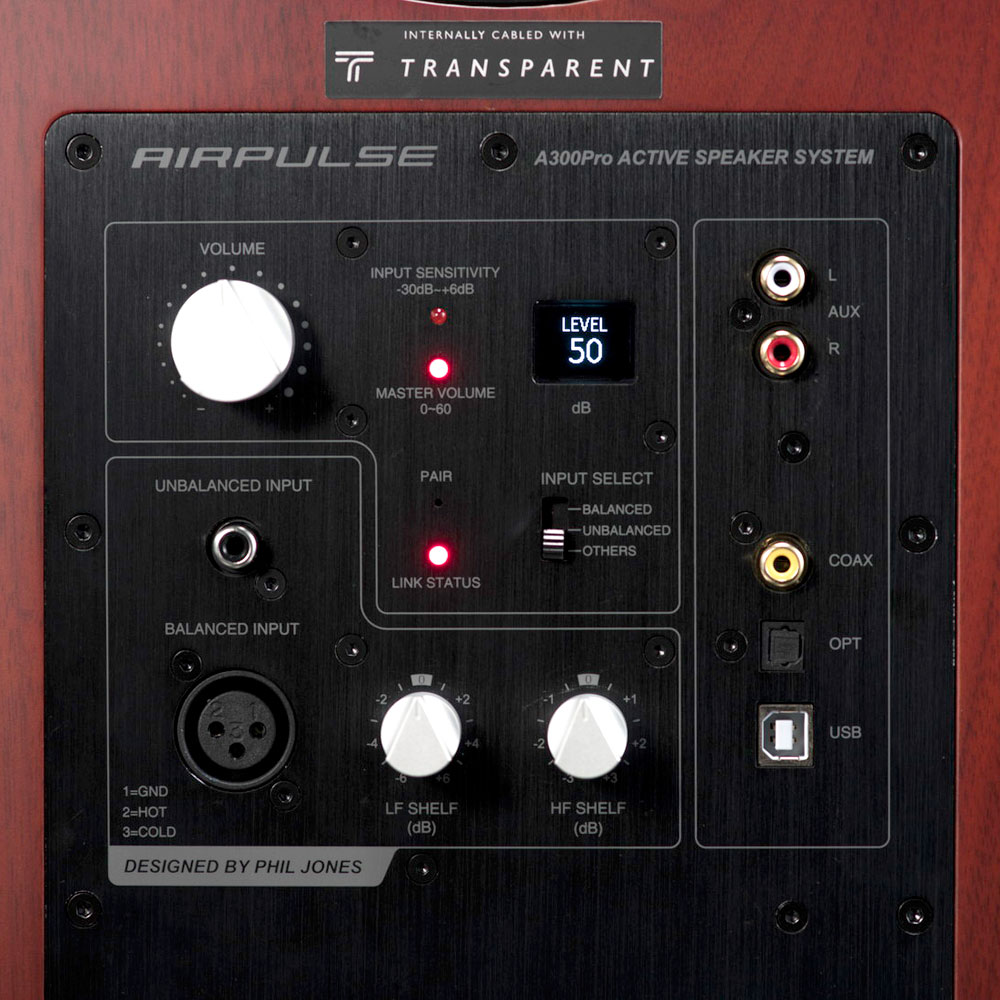 AIRPULSE A300 Pro ハイレゾ対応アクティブスピーカー 1ペア(2本1組) 背面拡大