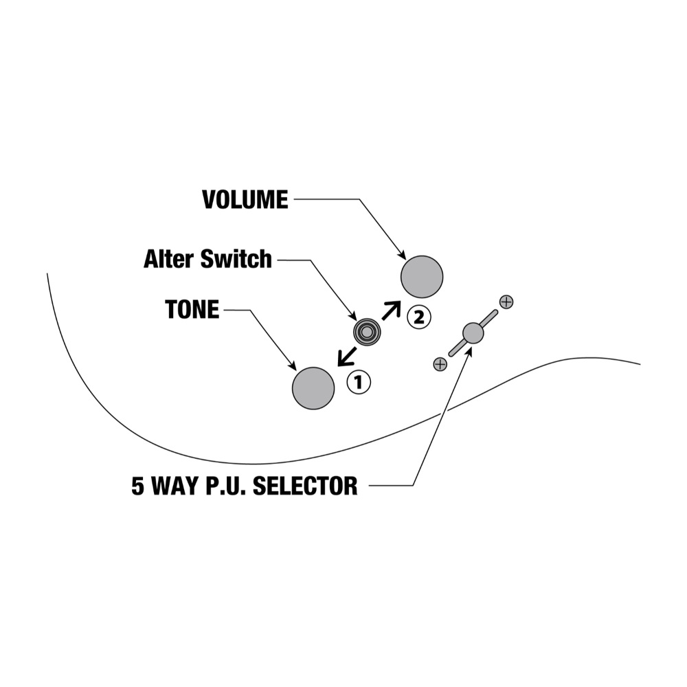 IBANEZ AZ2204N-PBM エレキギター コントロール説明画像