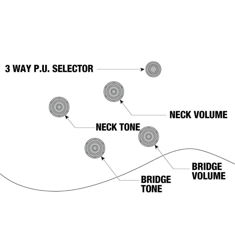 IBANEZ AM93QM-JBB Artcore Expressionist エレキギター コントロールノブ部説明画像