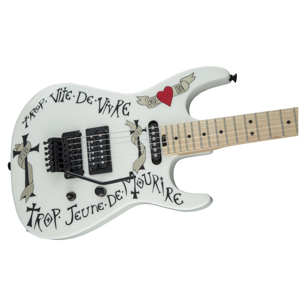 Charvel Warren DeMartini USA Signature Frenchie Snow White with Frenchie Graphic エレキギター ボディ全体像