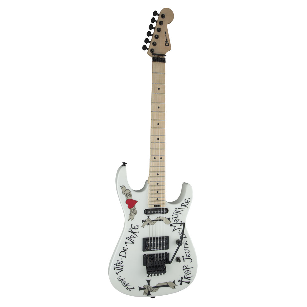 Charvel Warren DeMartini USA Signature Frenchie Snow White with Frenchie Graphic エレキギター 全体像