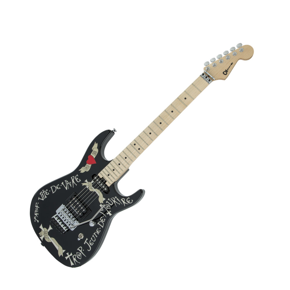 Charvel Warren DeMartini USA Signature Frenchie Gloss Black with Frenchie Graphic エレキギター 全体像