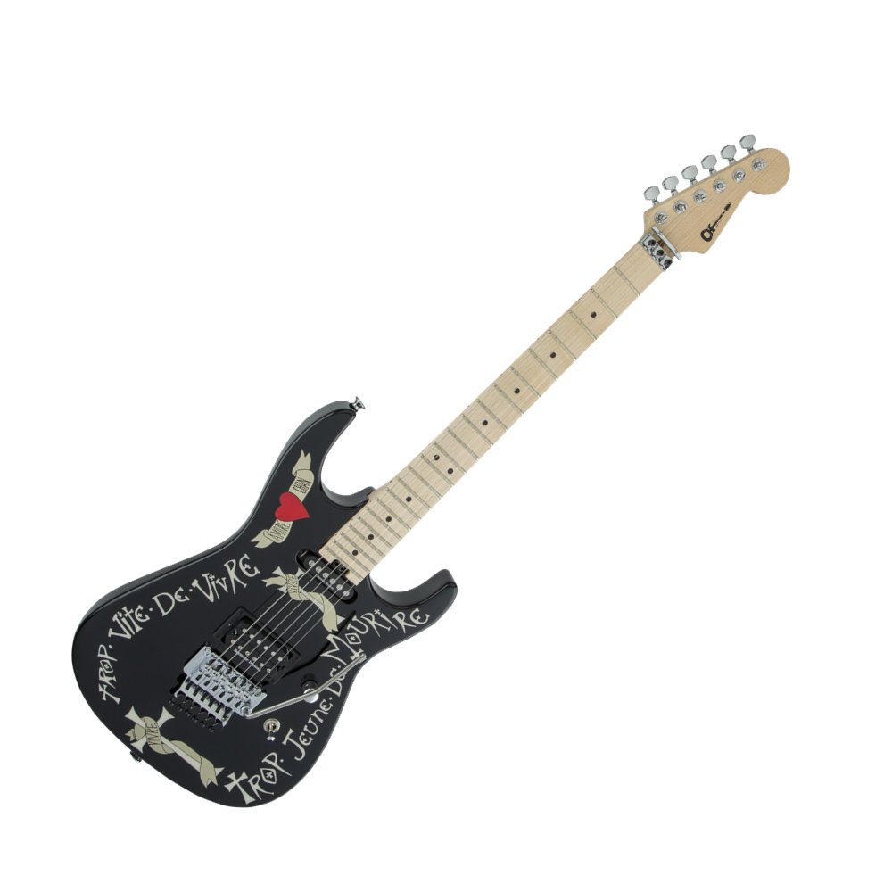 Charvel Warren DeMartini USA Signature Frenchie Gloss Black with Frenchie Graphic エレキギター 全体像