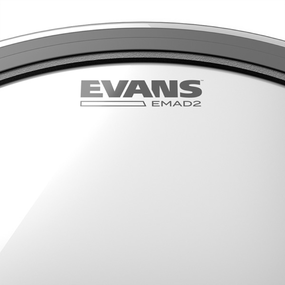 EVANS BD22EMAD2 22' EMAD2 Bass Batter Clear バスドラムヘッド ロゴアップ画像