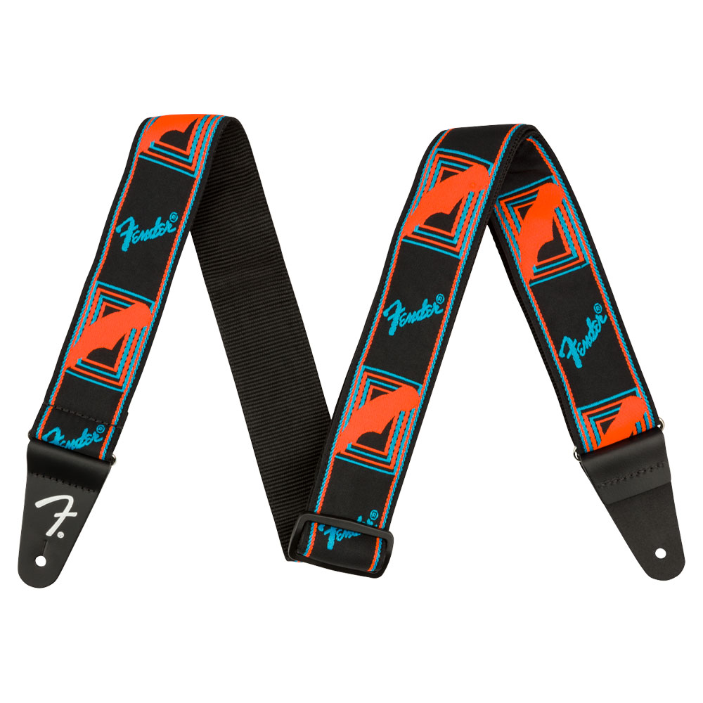 Fender Neon Monogrammed Strap Blue/Orange ギターストラップ