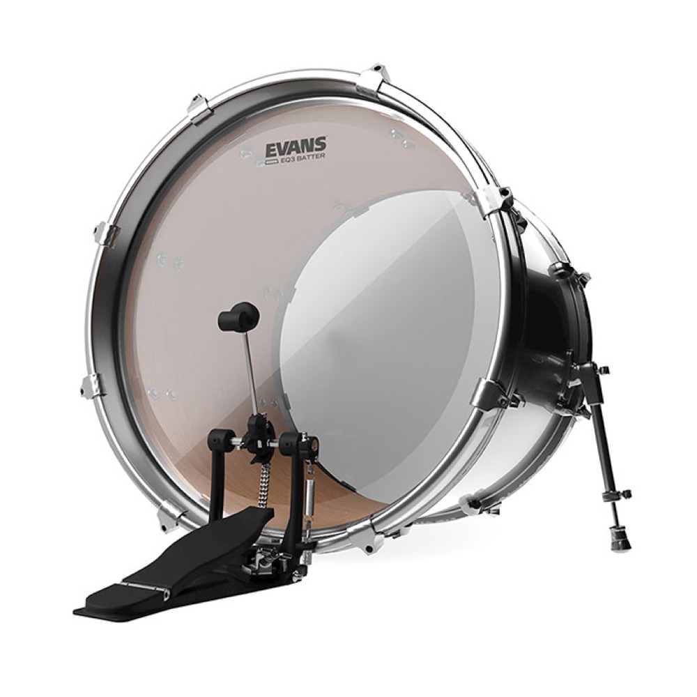 EVANS BD22GB3 22' EQ3 Bass Batter Clear バスドラムヘッド 装着イメージ画像