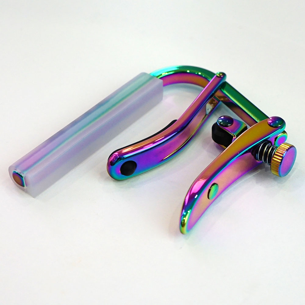 SHUBB C2p-C Paua Pearl Clear Sleeve カポタスト パウアパールカラー クリアスリーブ クラシックギター用 斜めアングル画像