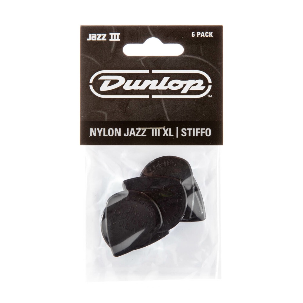 JIM DUNLOP Nylon Jazz III XL Stiffo Pick BK ギターピック×6枚入り 6枚パック