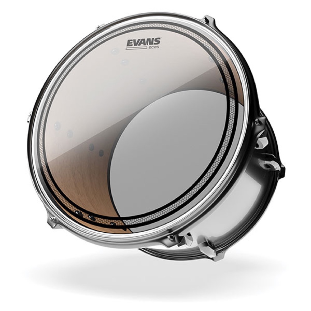 EVANS TT14EC2S 14' EC2 Snare Tom Timbale Batter Clear ドラムヘッド 装着イメージ画像