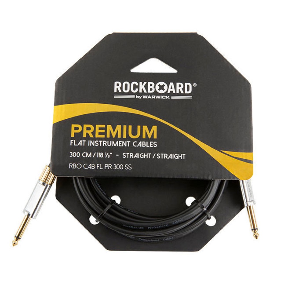 RockBoard RBO CAB FL PR 300 SS PREMIUM Flat Instrument Cable Straight Straight 3m SS ギターケーブル パッケージ画像