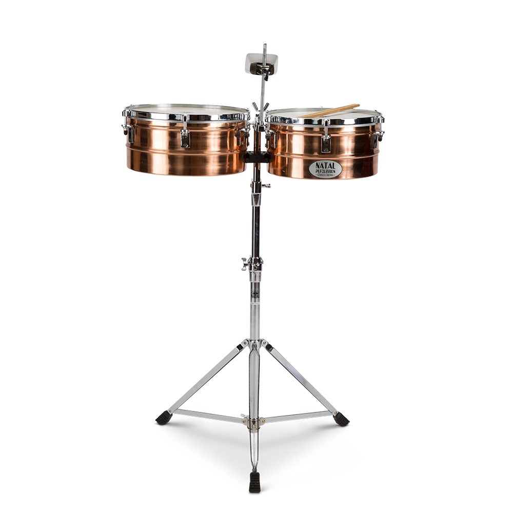 NATAL NT1314TBRO 13"&14" ブロンズ ティンバレス スタンド+カウベル+カウベルホルダー付き
