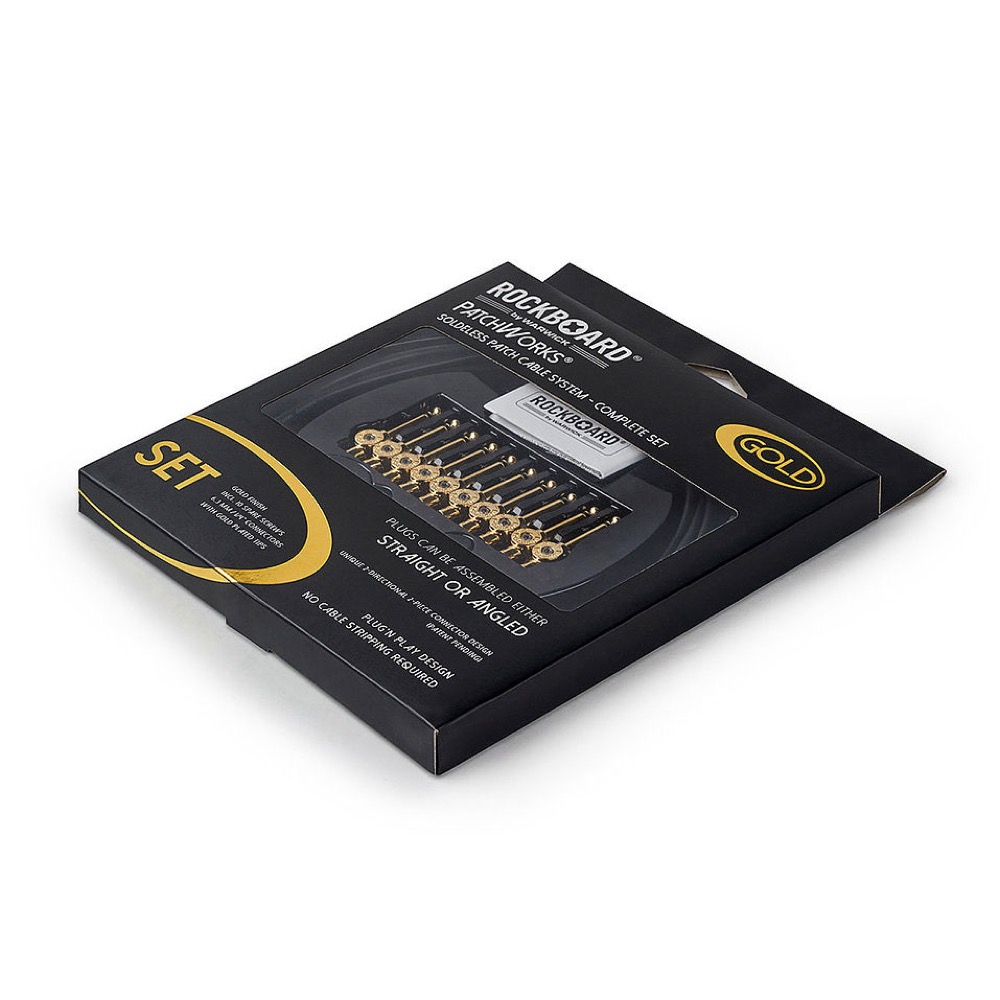 RockBoard RBO CAB PW SET GD PatchWorks Solderless Patch Cable Set 300 cm Cable + 10 Plugs Gold ソルダーレスケーブルキット パッケージ画像