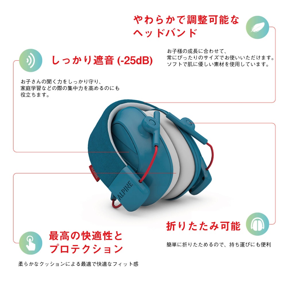 ALPINE HEARING PROTECTION MUFFY KIDS BLU 子ども用 遮音イヤーマフ 詳細説明の画像