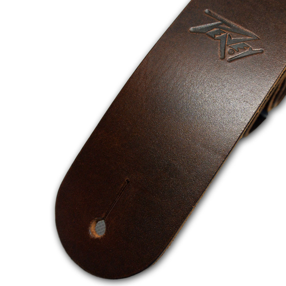 PEAVEY 2inch Premium Leather Strap Brown ギターストラップ エンド部
