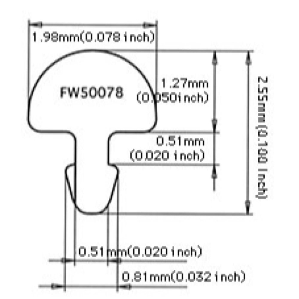Jescar Frets #50078 NS18% 24pcs set No.1521 フレット 寸法画像