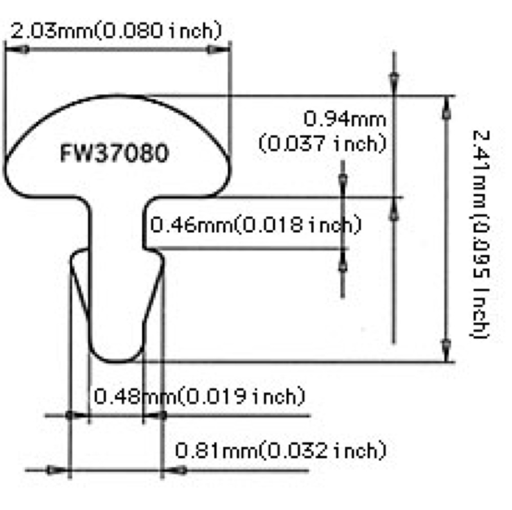 Jescar Frets #37080 Stainless 24pcs set No.941 フレット サイズ図画像