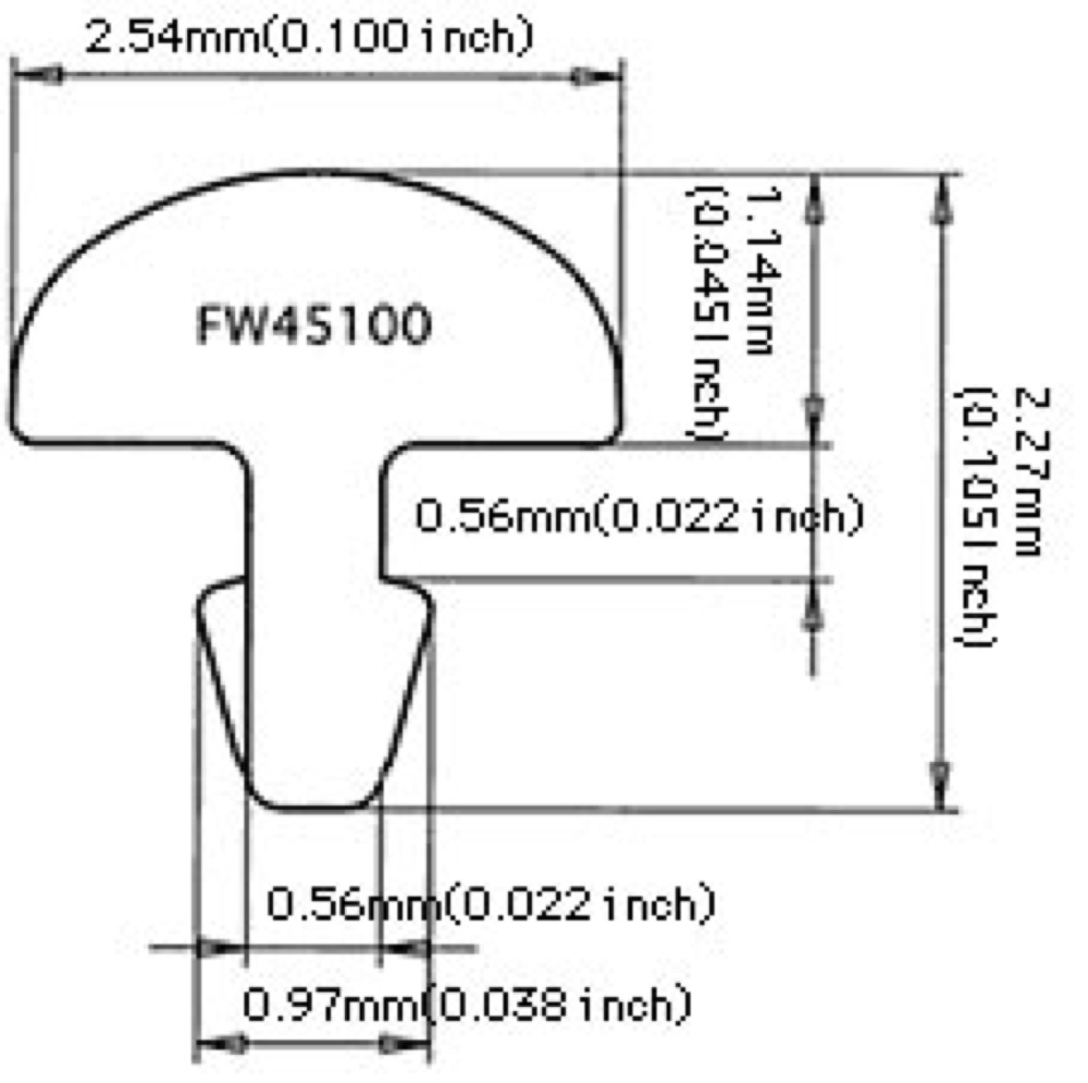 Jescar Frets #45100 NS18% 24pcs set No.1073 フレット サイズ図画像