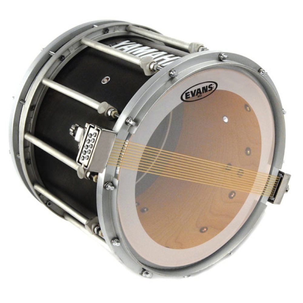 EVANS SS13MS3C 13' MS3 Polyester Snare Side マーチングスネアドラムサイドヘッド 設置例画像
