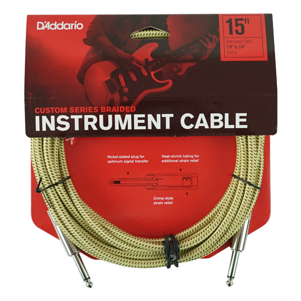 Planet Waves by D’Addario PW-BG-15TW 4.6m SS Tweed 楽器用シールドケーブル