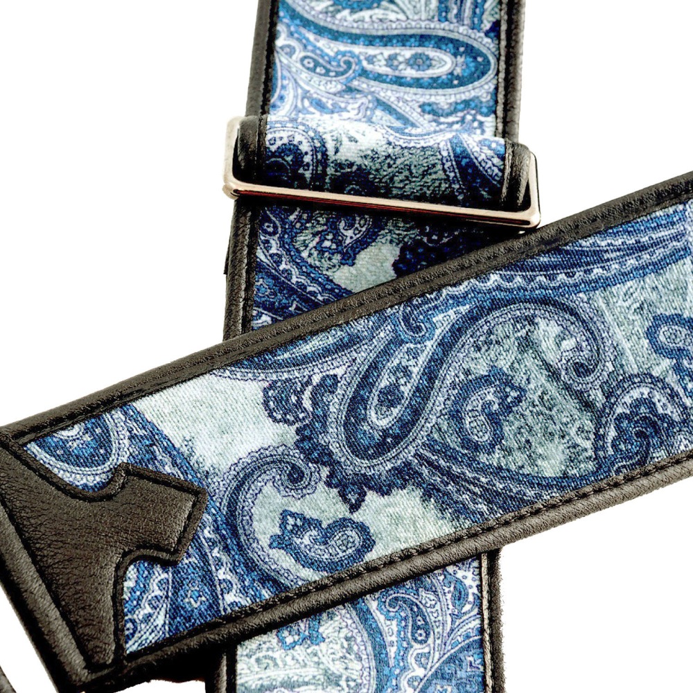 Righton! STRAPS PAISLEY VELVET-60 BLUE ギターストラップ アップの画像