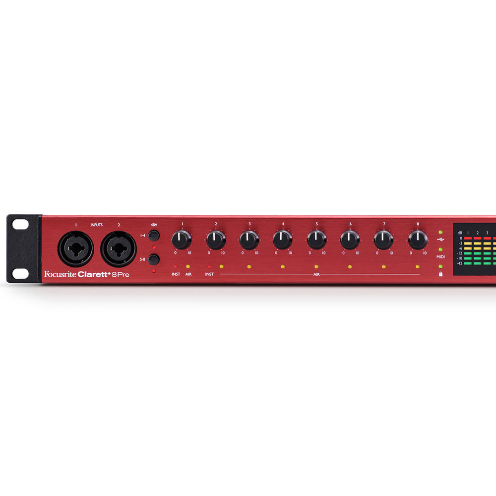 Focusrite CLARETT+ 8PRE 18-in 20-out Audio-Interface  オーディオインターフェイス 入力画像