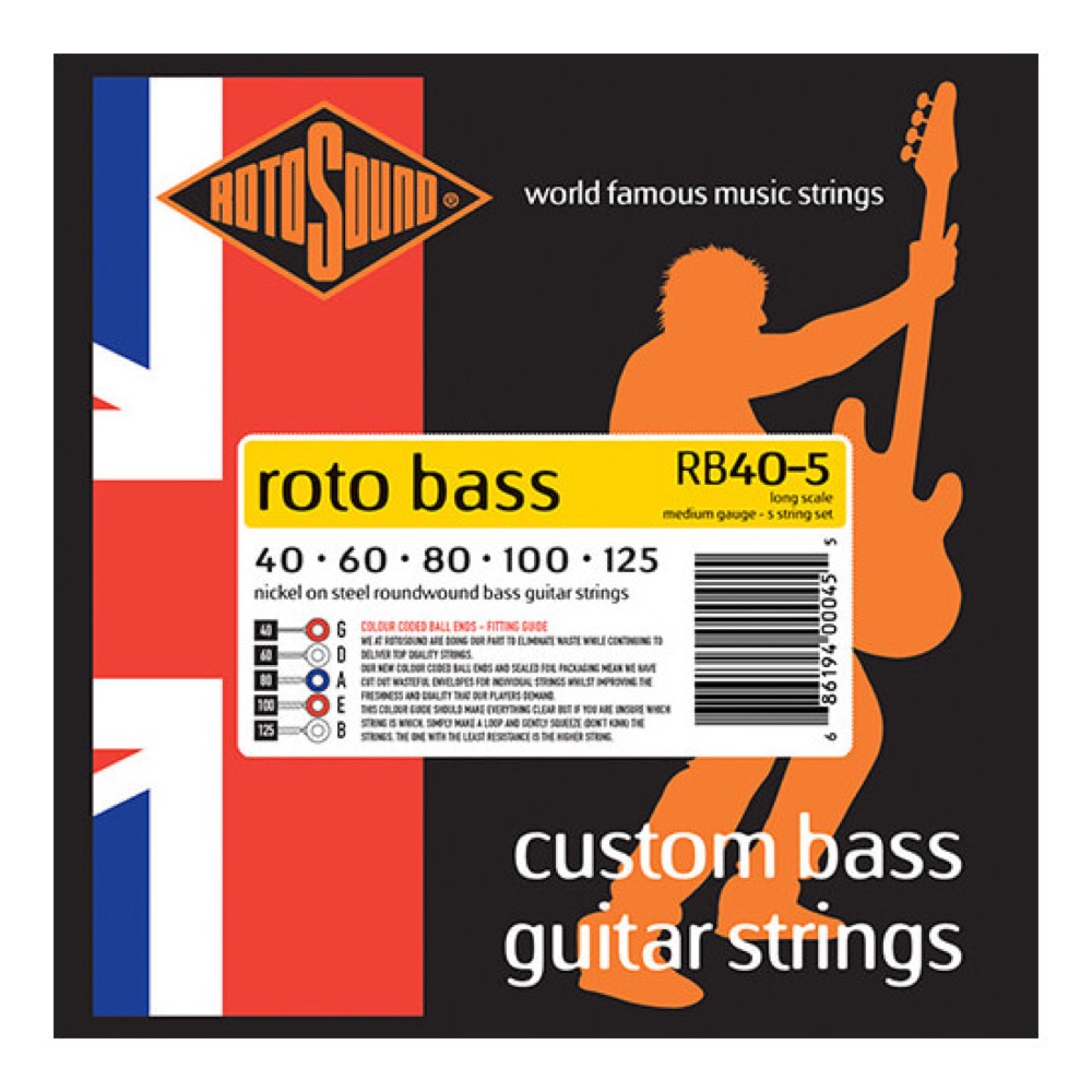 ROTOSOUND RB40-5 Roto Bass Medium 5-Strings Set 40-125 LONG SCALE 5弦エレキベース弦