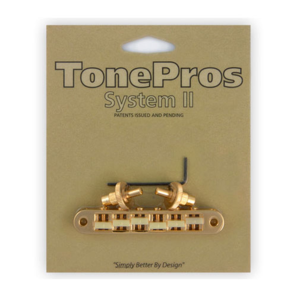 TonePros TP6G-G Standard Tuneomatic small posts， notched “G Formula” saddles ゴールド ギター用ブリッジ