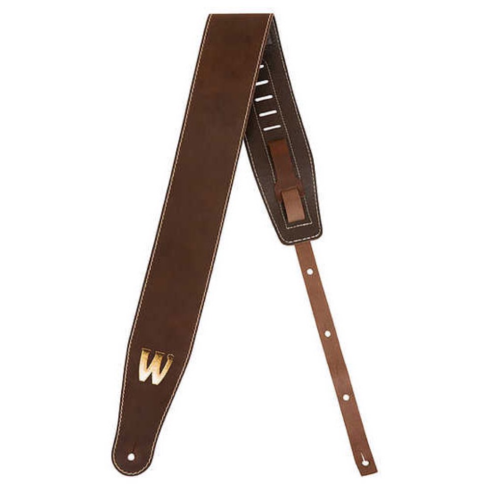 WARWICK Teambuilt Genuine Leather Bass Strap Brown Gold Embossing ベースストラップ 全体画像