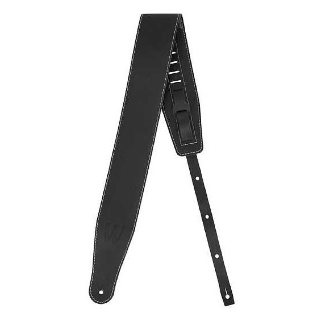 WARWICK Teambuilt Genuine Leather Bass Strap Black Blind Embossing ベースストラップ 全体画像