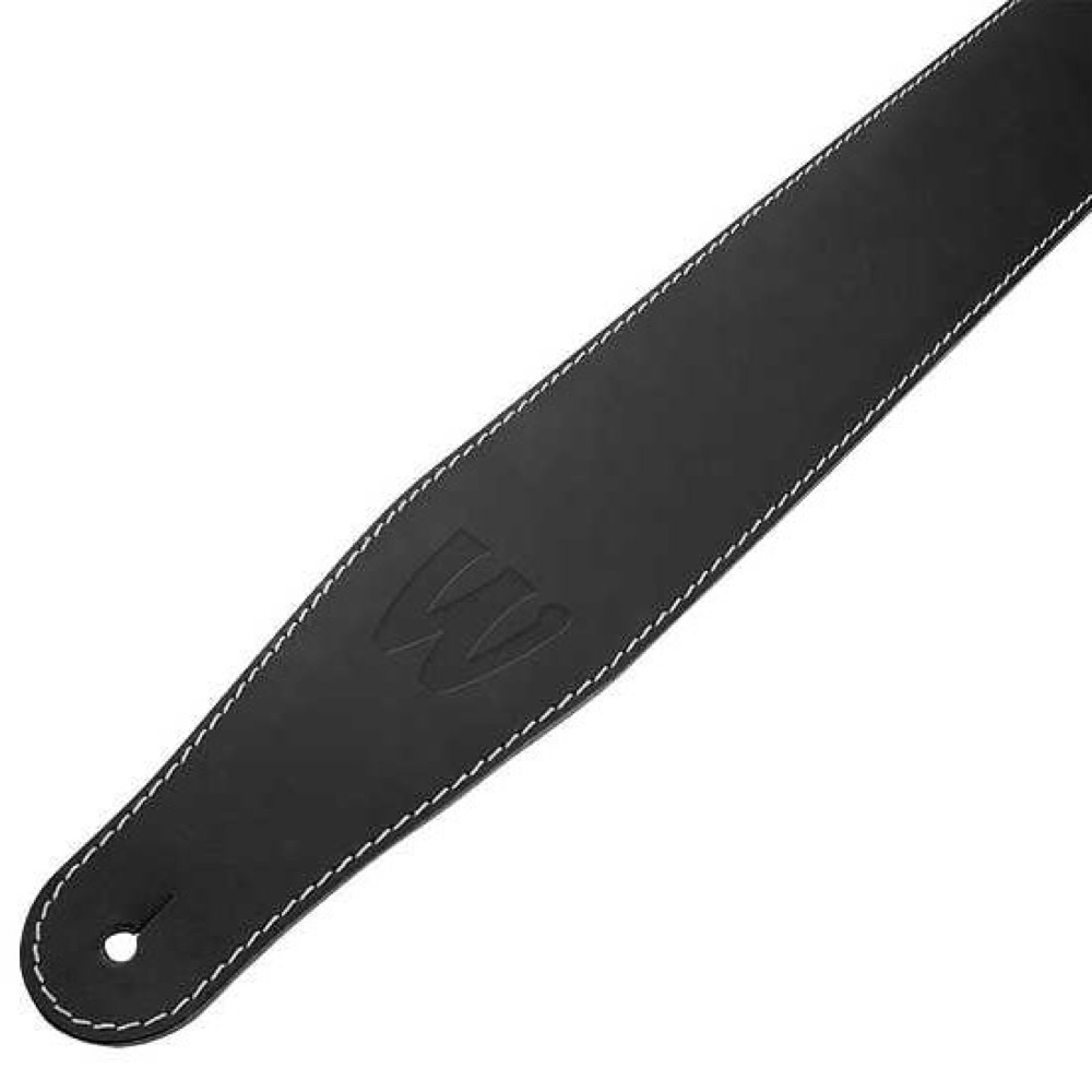 WARWICK Teambuilt Genuine Leather Bass Strap Black Blind Embossing ベースストラップ ストラップ穴部画像
