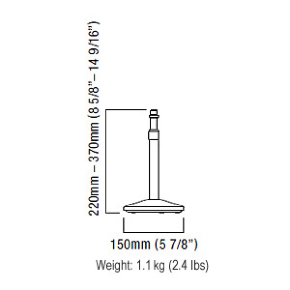 TAMA MS30BK Table Top Mic Stand 卓上マイクスタンド 寸法図