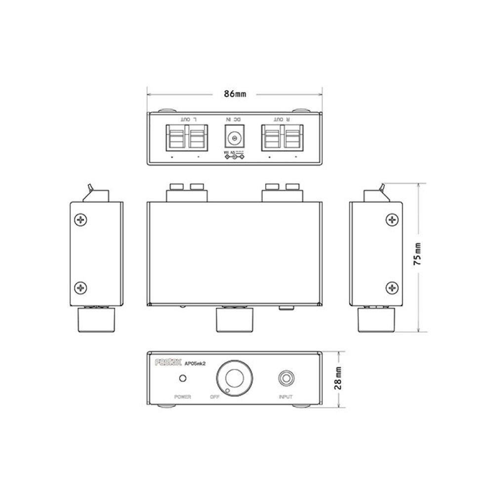 FOSTEX AP05mk2 パーソナルアンプ サイズ詳細