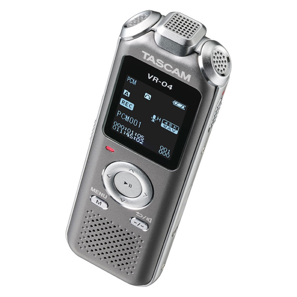 TASCAM VR-04-GY グレー ワイドFMチューナー搭載 ボイスレコーダー 全体像