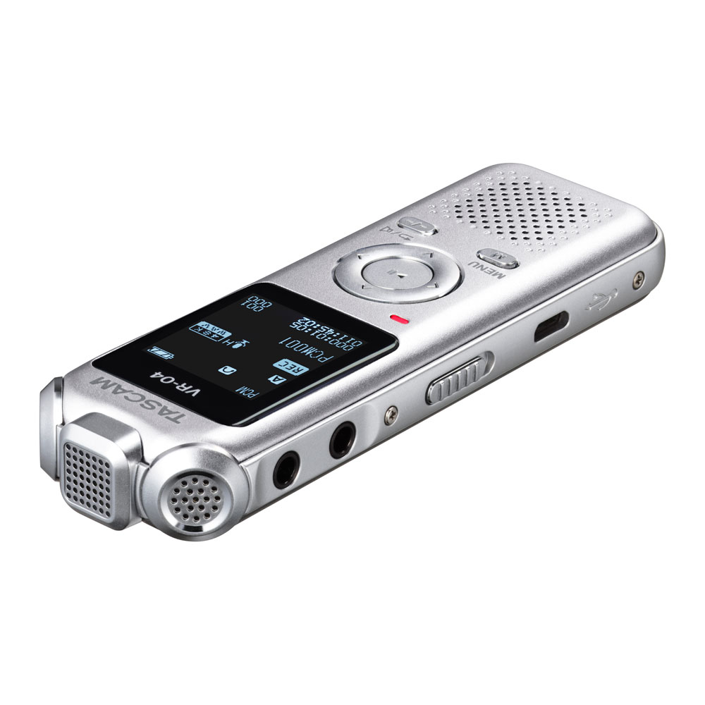 TASCAM VR-04-S シルバー ワイドFMチューナー搭載 ボイスレコーダー 全体像