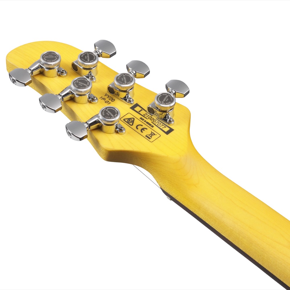 IBANEZ YY20-OCS Yvette Young (Covet) Signature Model エレキギター Gotoh MG-T locking machine heads
弦交換の利便性を追求し、チューニング・スタビリティに定評のあるGotoh製MG-T ロッキング・マシンヘッドを採用しました。指でダイヤルを回すことにより、ポスト穴に通した弦を簡単にロックできる構造です。