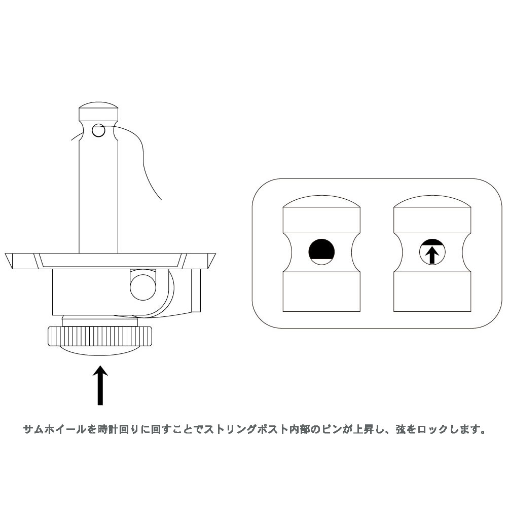 GROVER 533GK Gold Keystone Button 3:3 Vintage Locking 533 Series ギター用ペグ サムホイール部解説画像
