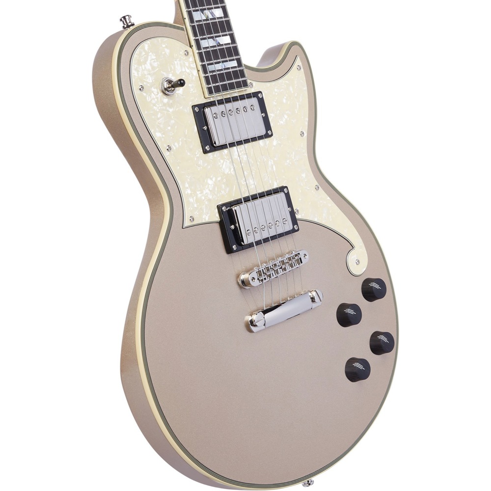 D’Angelico Deluxe Atlantic Desert Gold エレキギター ボディ斜めアングル画像