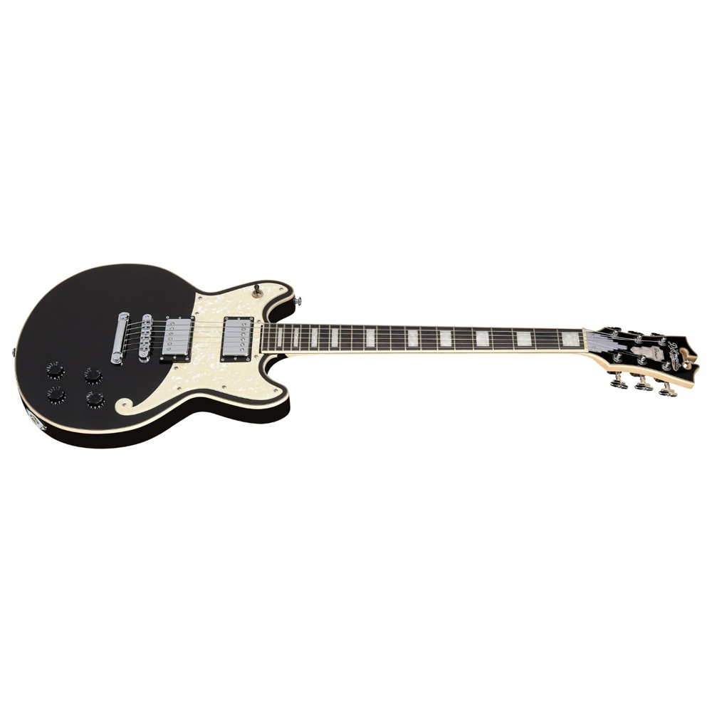 D’Angelico Premier Brighton Black Flake エレキギター 斜めアングル画像