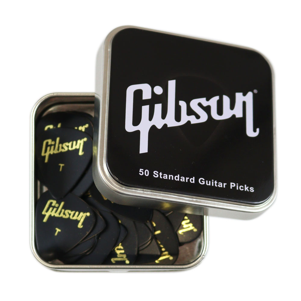 ギブソン Gibson APRGG50-74T 50 Pack Picks Thin ギターピック(ギブソン 缶ケース入りピックセット 50枚入り  シン 全国どこでも送料無料の楽器店