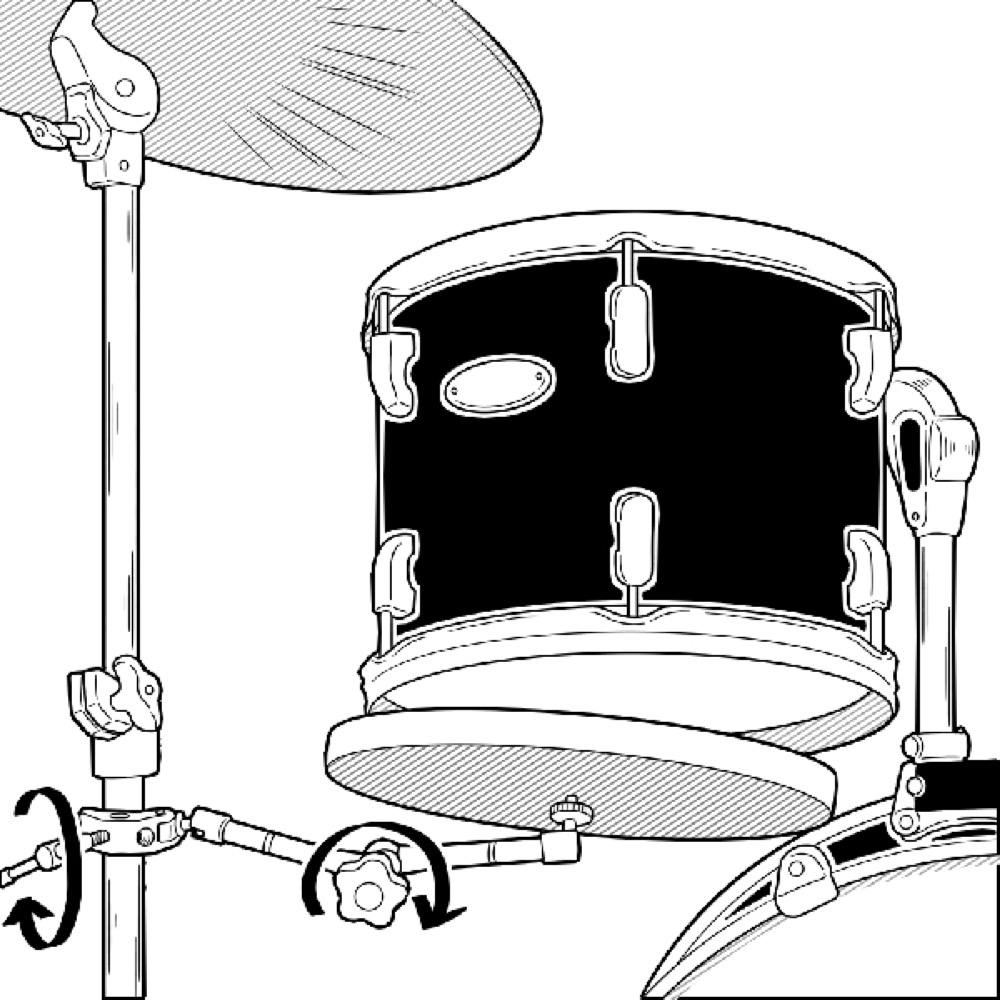 DRUMMERS TOP TEAM DTT TONE FILTER タムサイド用吸音材 DTT202201 セッティングイメージイラスト画像