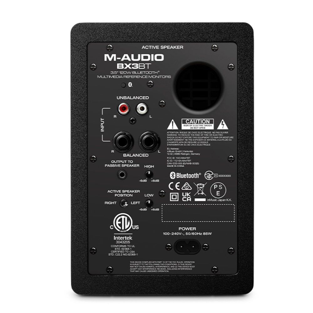 M-AUDIO BX3 BT 3.5インチ 120W デスクトップ BLUETOOTH モニター パワード・スピーカー 裏面画像