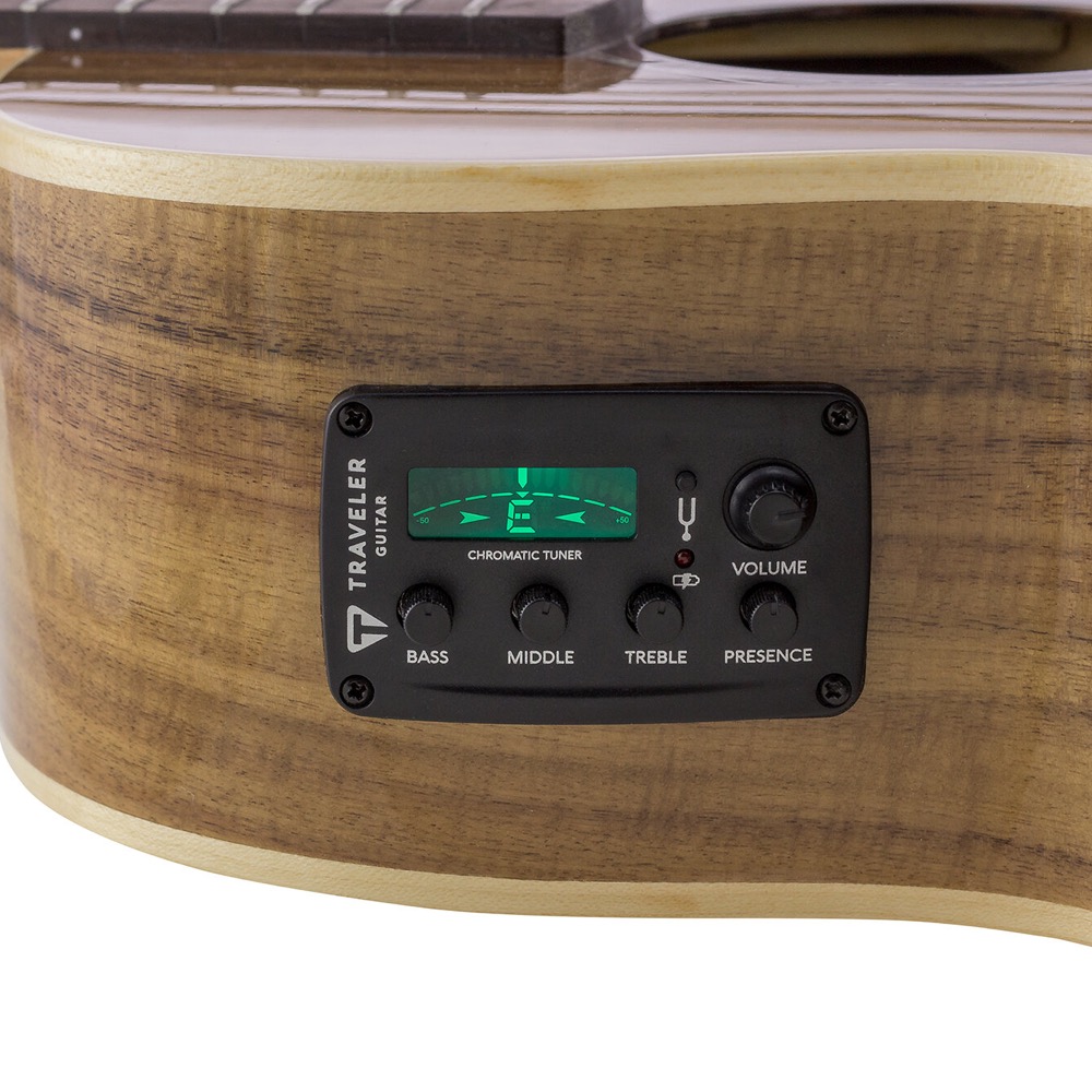 TRAVELER GUITAR Redlands Concert Bass Koa エレクトリックアコースティックベース コントロール部分画像