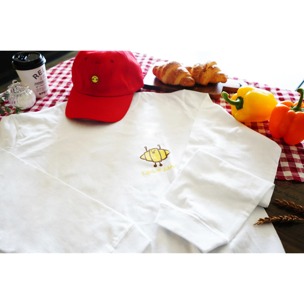 Effects Bakery エフェクツベーカリー Croissant XLサイズ 長袖 Tシャツ ホワイト 平置きした画像