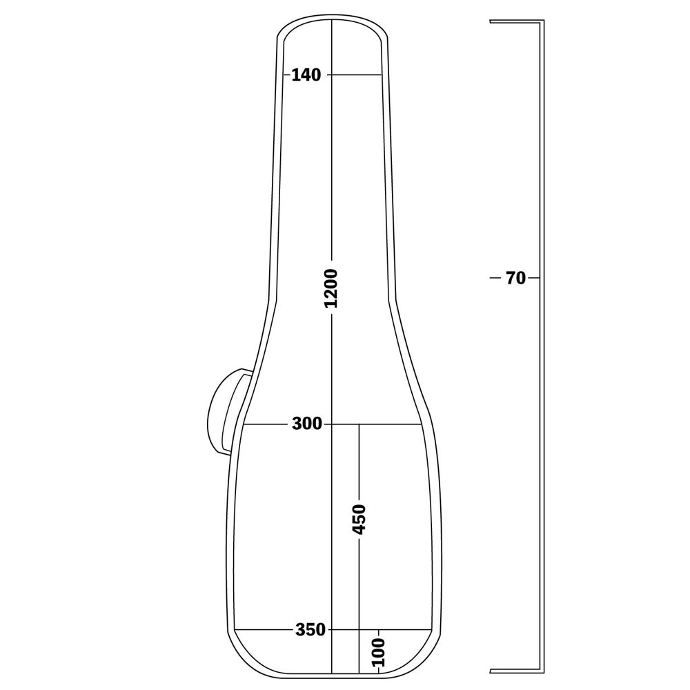 KIKUTANI GVB-30B BLK エレキベース用ギグバッグ サイズ詳細