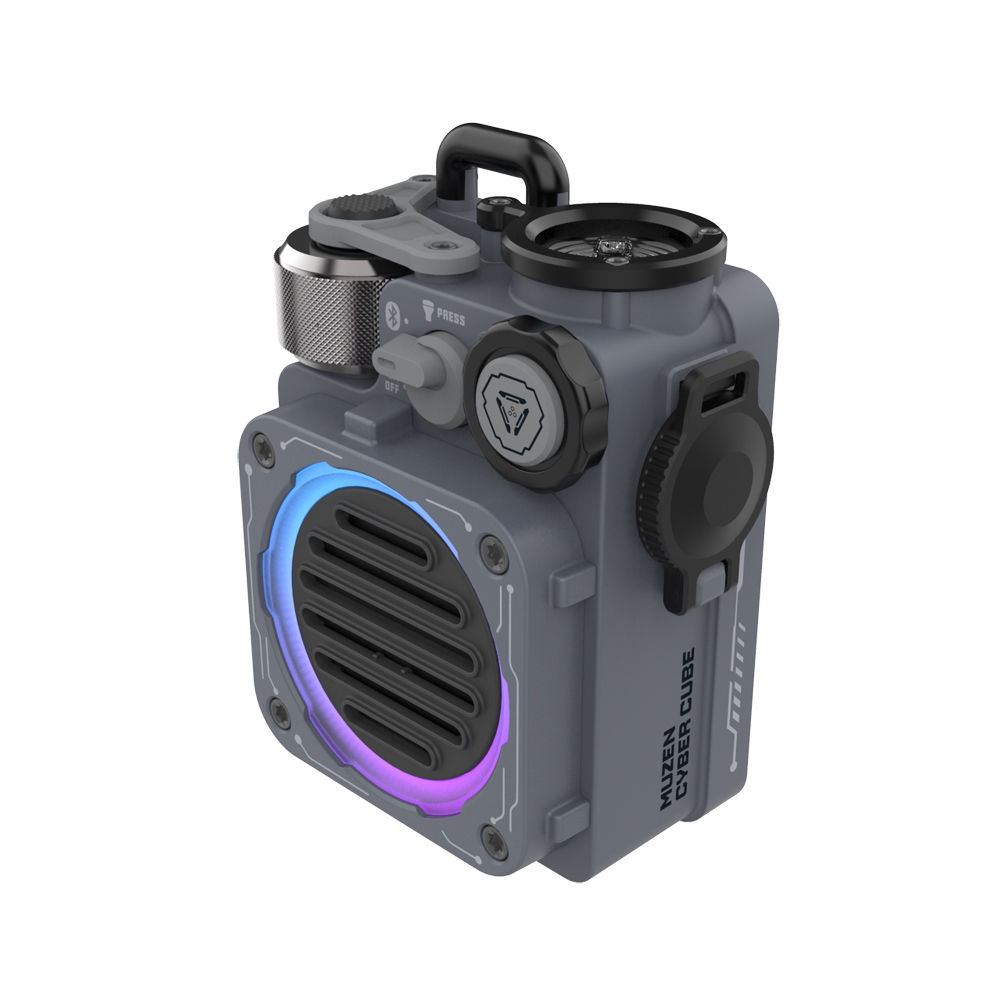 MUZEN Cyber Cube Gray Bluetoothスピーカー 全体像