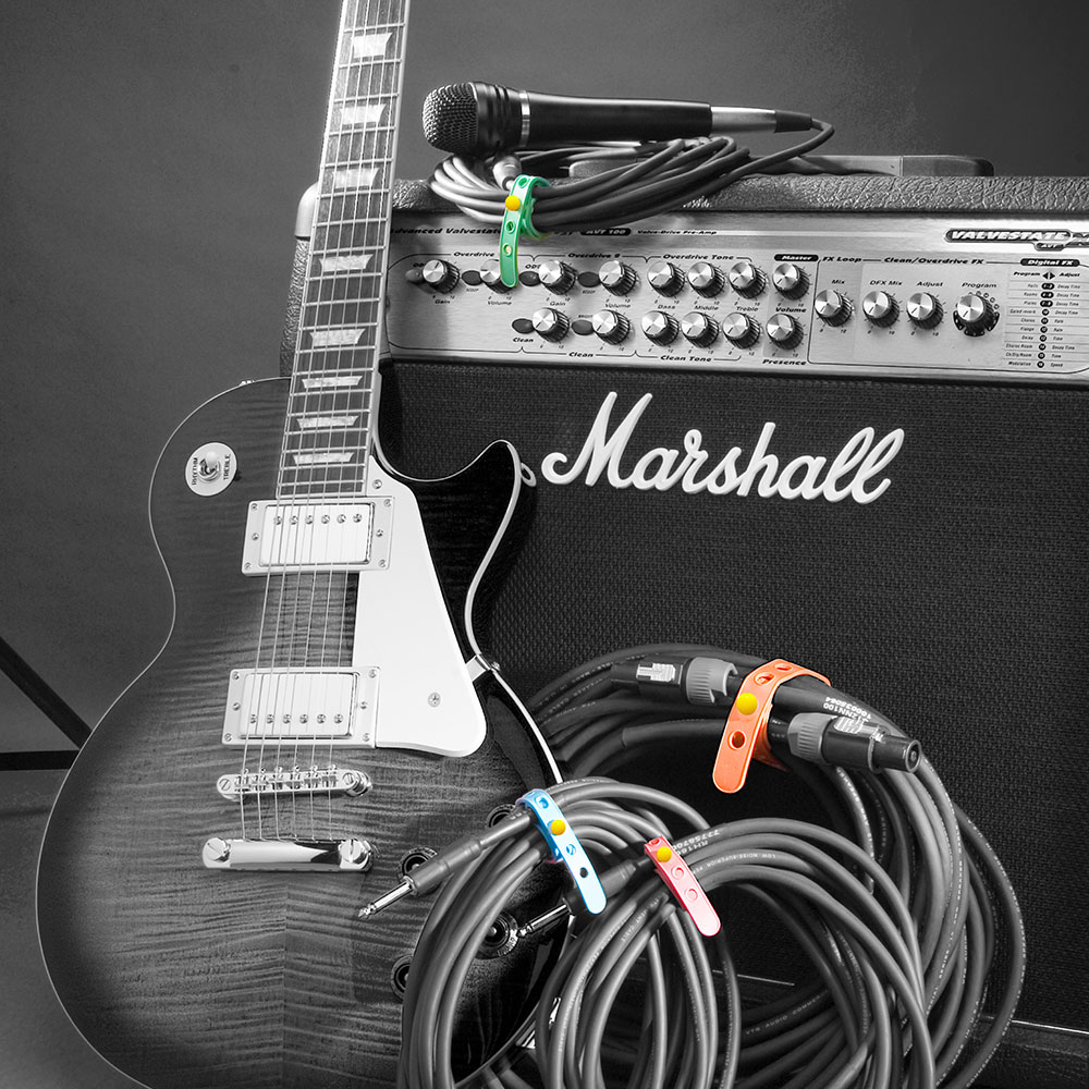 Wrap-N-Strap MUSIC 900 ラバーケーブルタイ 8本セット ケーブルをまとめた画像