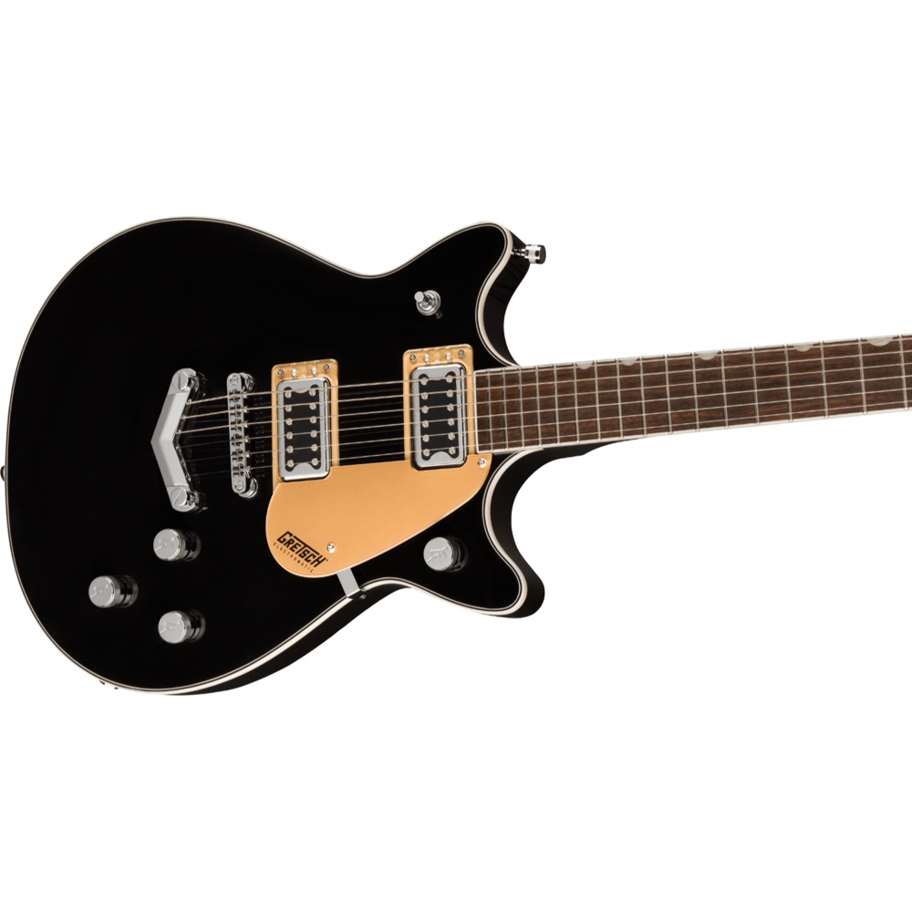GRETSCH G5222 Electromatic Double Jet BT with V-Stoptail Black エレキギター 斜めアングル画像