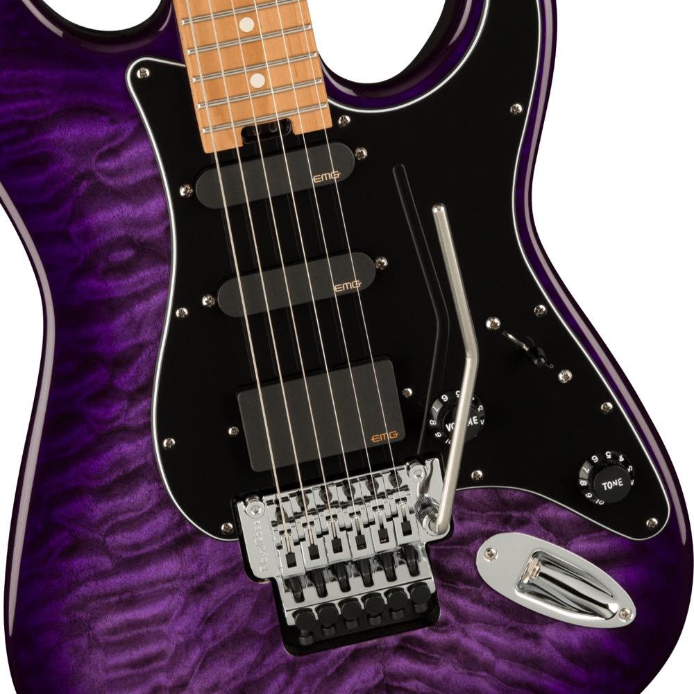 Charvel Marco Sfogli Signature Pro-Mod So-Cal Style 1 HSS FR CM QM Transparent Purple Burst エレキギター ボディアップ画像